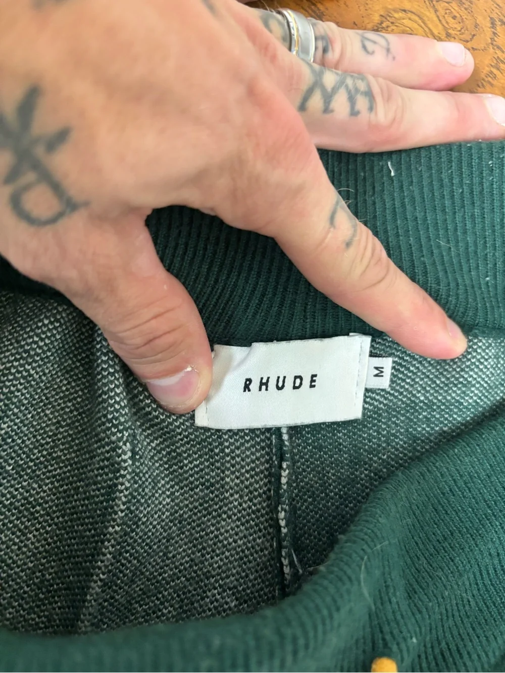 RARE - Rhude Knit Shorts w/ Script Logo 'Green/White' - Size Men's Medium